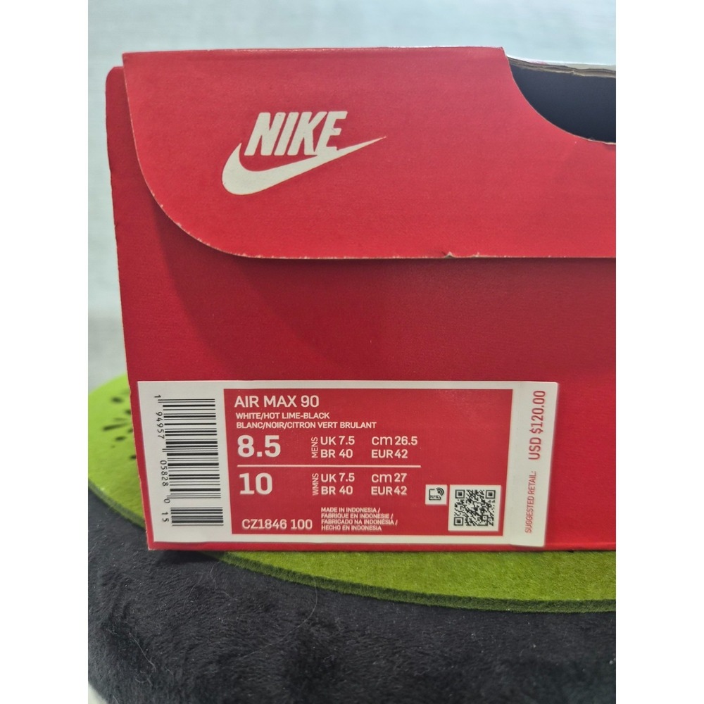 Nike Air Max 90 CZ1846-100 Mens 8.5 Running Shoes White Black Athletic Sneakers - Picture 13 of 14